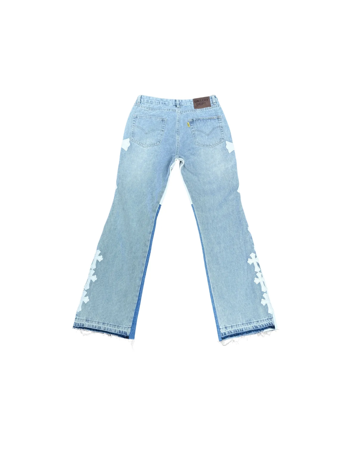 -Size upper body P290💰G296 GALLERY DEPT. Cropped leather stitched cross loose washed flared jeans Size: S-XXL (corresponding to 28 30 32 34 36)